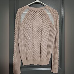 The Kooples Tan/Blush Pink Crew Neck Sweater with Textured Knit